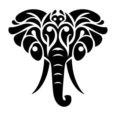 siyah-beyaz vektör çizim fil