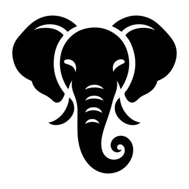 siyah siluet fil baş vektör çizimi