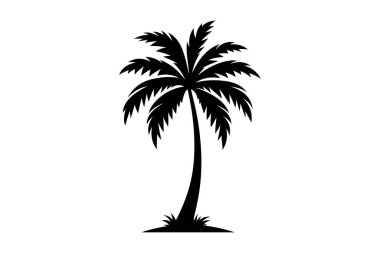 Beyaz arka planda yaprakları olan ağaç silueti. vektör illüstrasyonu