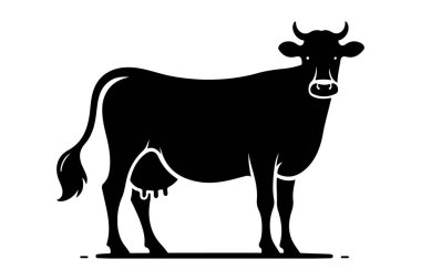 Beyaz arkaplanda boğa siyah siluet vektör simgesi