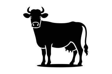 Boğa vektör silueti. Siyah siluet. beyaz arkaplanda izole