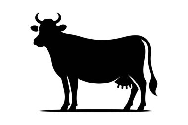 Beyaz arkaplanda siyah inek silueti