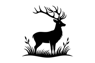 geyik silueti, hayvan, vektör, illüstrasyon, logo, simge