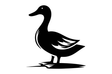 Ördek vektör simgesi. Siyah vektör logosu beyaz arka plan kazında izole edildi.