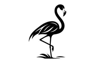 flamingo simgesi, siyah siluet, vektör