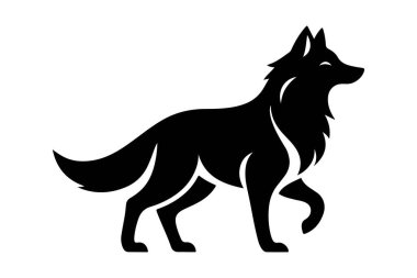 Siyah köpek silueti. Köpek logosu çizimi. Beyaz arkaplanda evcil hayvan simgesi izole edildi