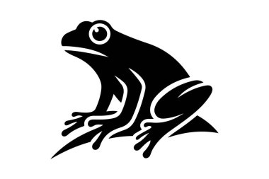 Beyaz arkaplanda izole edilmiş kurbağa vektörü silueti