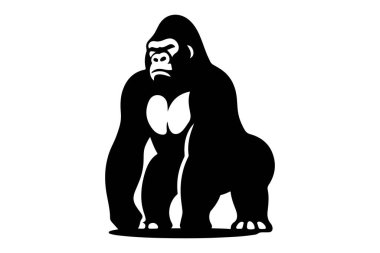 Beyaz arka planda siyah goril, vektör illüstrasyonu