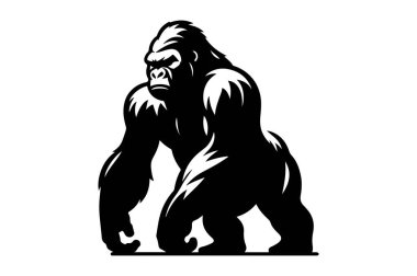 goril başı, siyah ve beyaz vektör çizimi, vektör silueti