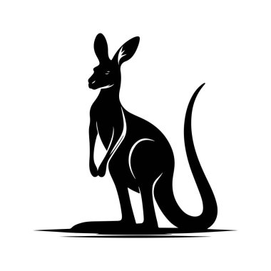 Beyaz arka planda siyah kanguru