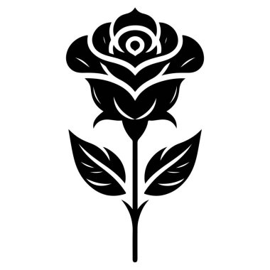 Gül ikonu. Ağ için gül çiçeği vektör simgesinin basit çizimi