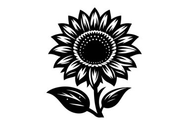 Beyaz arkaplanda siyah tarzda izole edilmiş bir çiçek simgesi. bitki sembolü stok vektörü illüstrasyonu.