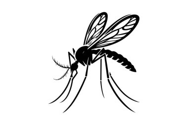 Sivrisinek uçar. Beyaz arkaplanda izole edilmiş vektör illüstrasyonu