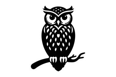 Baykuş simgesi. siyah ve beyaz baykuş vektör çizimi. izole vektör sembolü