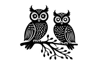 Baykuş ve baykuş. vektör illüstrasyonu.