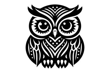 Baykuş vektör simgesi, basit siyah illüstrasyon