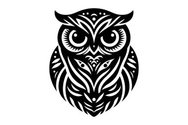 Baykuş siyah ve beyaz logo tasarımı