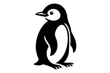 şirin siyah penguen, vektör çizimi