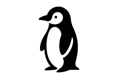 Sevimli penguen ikonu. Beyaz arkaplanda izole edilmiş web tasarımı için sevimli penguen vektör simgesinin basit çizimi