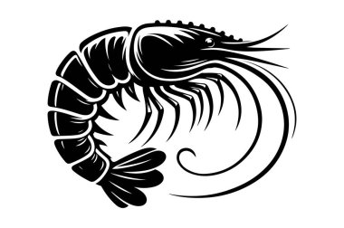 bir karidesin siyah silueti.