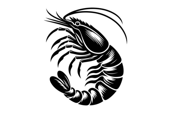 векторный рисунок черных чернил рыбы.