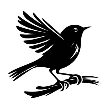 Siyah arka planı olan bir kuşun silueti.
