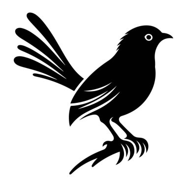 Beyaz arkaplanda siyah vektör kuş.