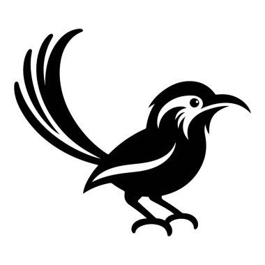 bir dallı ve yapraklı bir kuşun siyah silueti, vektör çizimi