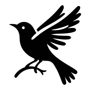 Beyaz arkaplanda kuşun siyah silueti