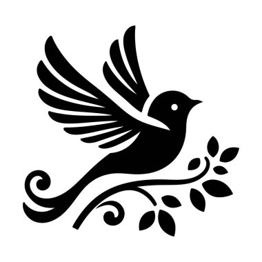 Siyah kuş ikonu. vektör illüstrasyonu