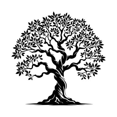 Siyah bir ağaç silueti. vektör illüstrasyonu