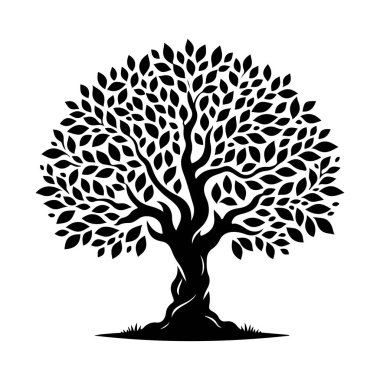 Beyaz arka planda ağaç silueti. vektör