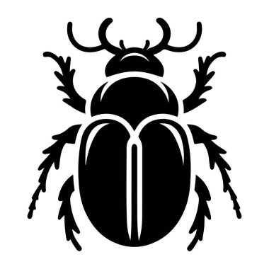 Beyaz arka planda böceğin siyah silueti. Böcek böceği. Bir böceğin vektör illüstrasyonu