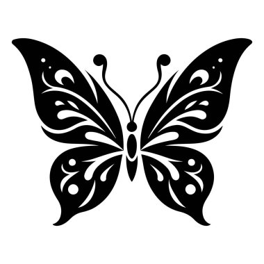 Beyaz arka planda siyah kelebek