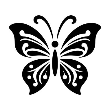 Siyah kelebek vektörü beyaz arkaplanda izole edildi