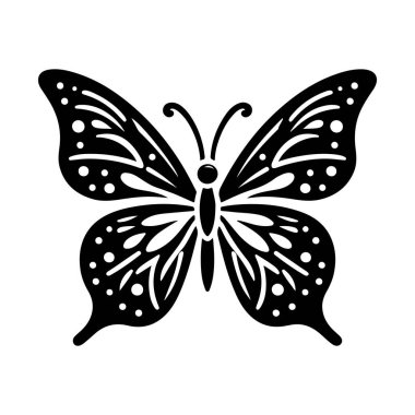 Kelebek simgesi, basit siyah renk, beyaz arkaplan