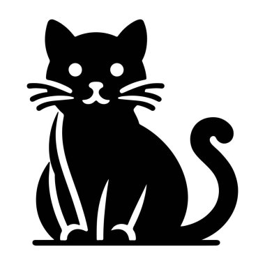 Siyah kurdeleli siyah kedi, vektör çizimi