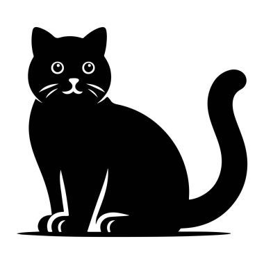 Beyaz arka planda sevimli bir kedinin silüeti. Tasarım için çizim. Vektör çizimi. izole.