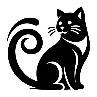 Beyaz arka planda kedi silueti. vektör illüstrasyonu.