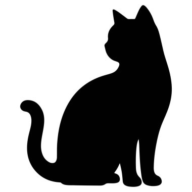 Beyaz arkaplanda siluet kedisinin vektör çizimi.