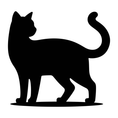 beyaz arkaplanda kedi silueti vektör çizimi