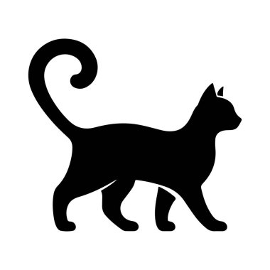 Beyaz arkaplanda bir kedinin vektör silueti