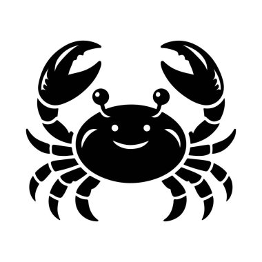 Yengeç vektör simgesi. Beyaz arkaplan, siyah arkaplan, logo üzerinde izole edilmiş biçim vektörü sembolü