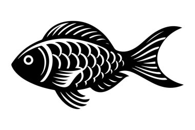 Balık vektör çizimi. siyah ve beyaz resimleme