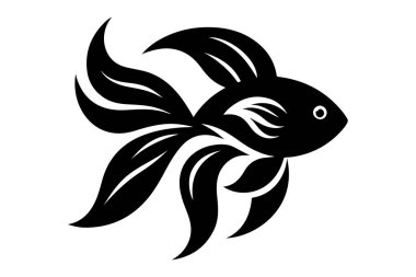 Beyaz arkaplanda bir balığın vektör silueti.