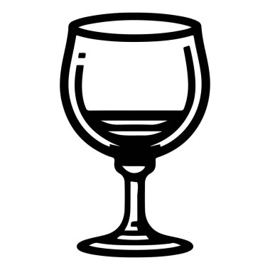 Şarap kadehi, cam ikon, taslak tarzı.