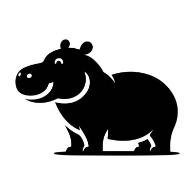 Beyaz arkaplanda izole edilmiş şirin siyah gergedanın vektör çizimi.