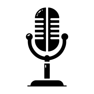 Beyaz arka plan üzerinde mikrofon simgesi. Vektör çizim