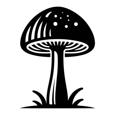 mantarın siyah ve beyaz vektör çizimi.