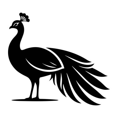 kuş simgesi, siyah siluet, vektör illüstrasyonu